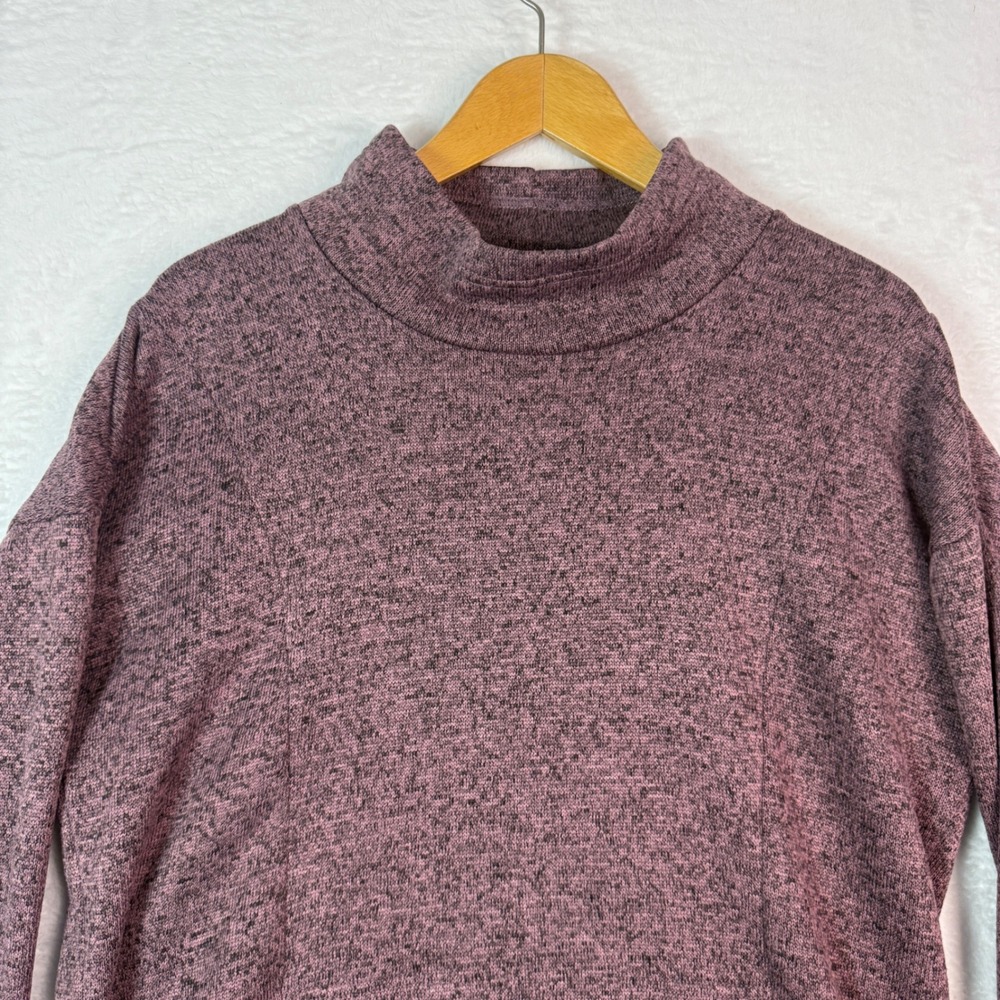 RBX Women's Mock Neck Long Sleeve Heathered Pullover Top L/G Mauve - Picture 8 of 10